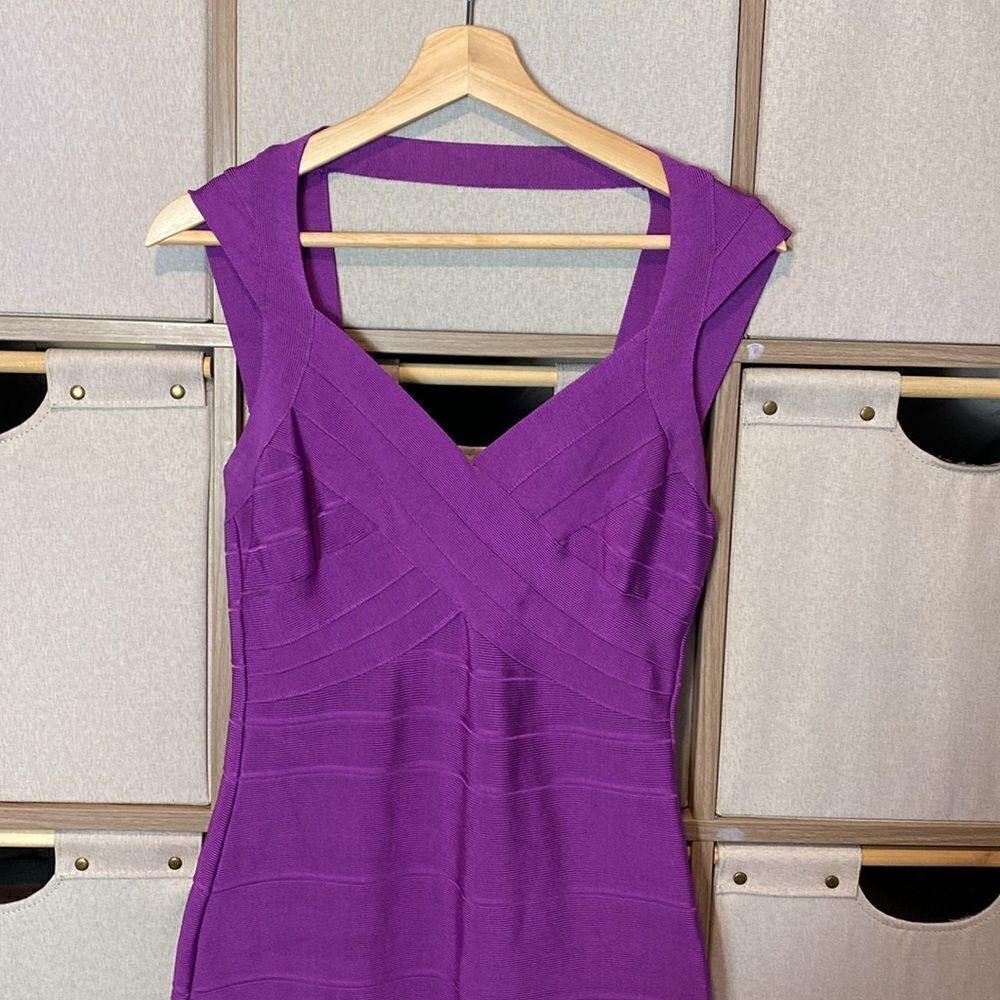 Herve Leger Purple Bandage Mini Dress - Picture 5 of 12